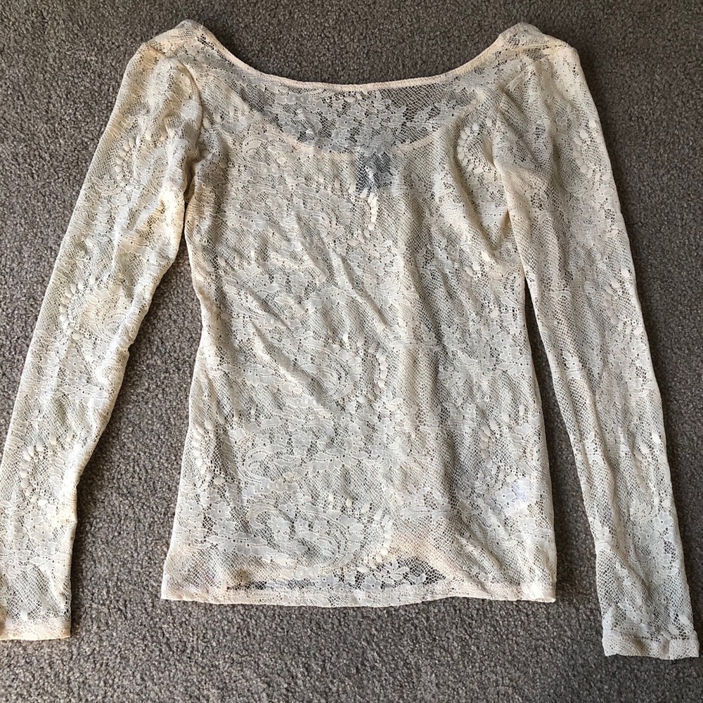 Anthropologie Ella Moss Long Sleeve Lace Top